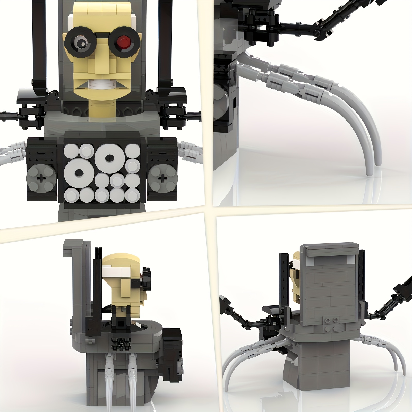 Toilet Robot Building Blocks, Poseable DIY Model Kit