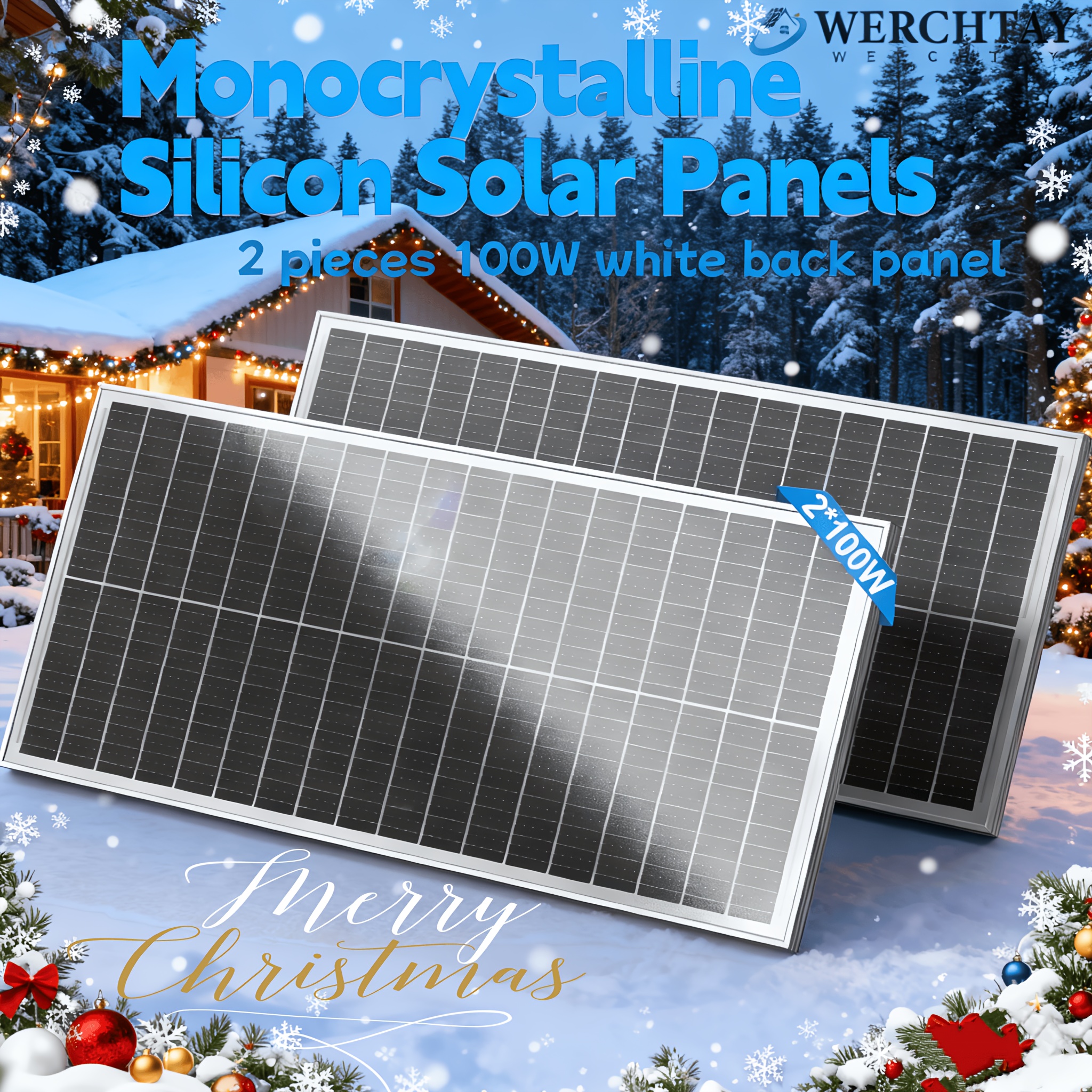 E-shop 200W Hocheffizientes Monokristallines Silizium Solarpanel, 2 Stück 100W Solarpanels, 24% Hocheffiziente Monokristalline Technologie Solarpanel,