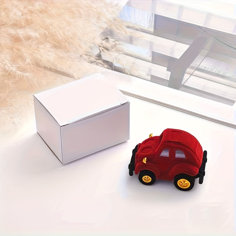 TEMU Charming -shaped Flocking Jewelry Box + Proposal Ring -in-one, High-grade Flannel Non-slip Portable Design, Jewelry Storage Box