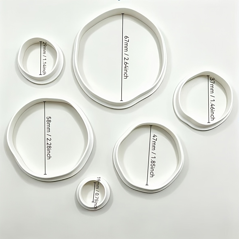 TEMU Ensemble de 6 matrices de découpe irrégulières rondes en pâte polymère, moules de découpe faits main pour pâte polymère, outils de mise pour
