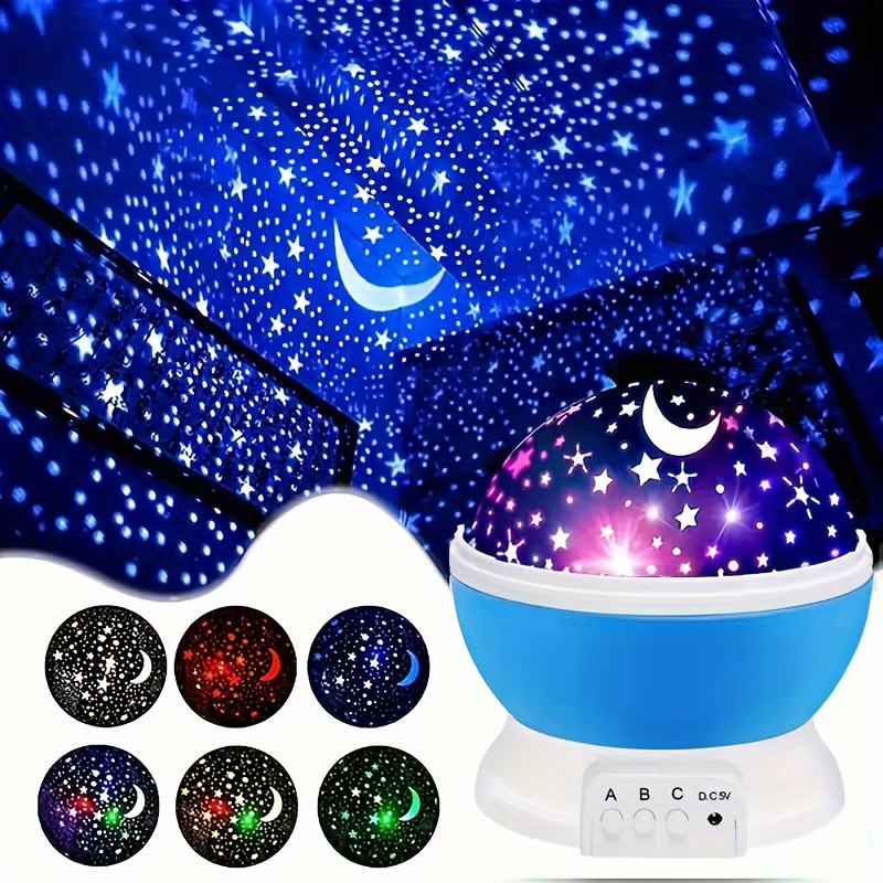 Luz nocturna de estrellas para niños, 12 modos de luces que cambian de  color con cable USB, proyector de luna y estrella giratoria de 360°,  lámpara de