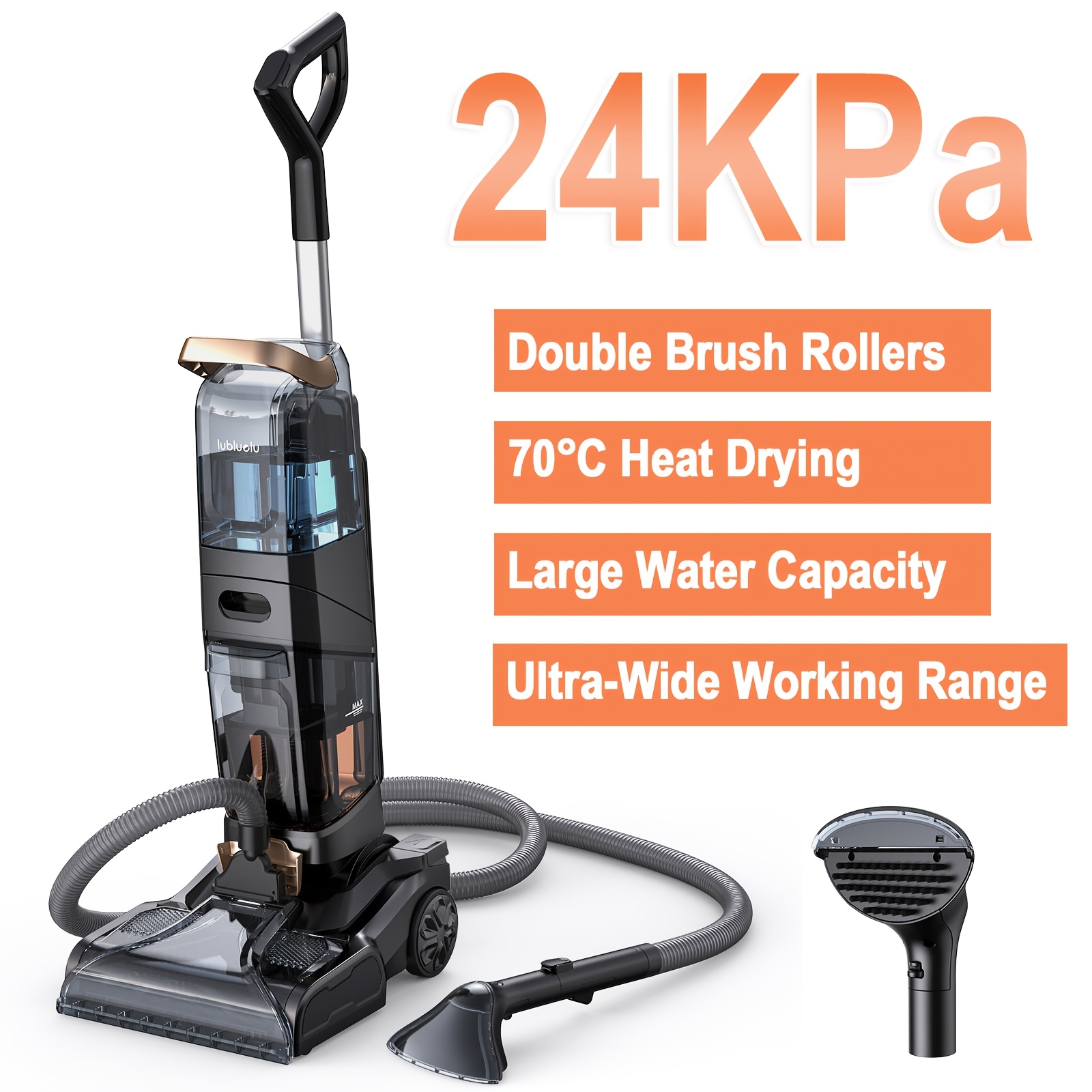 TEMU Lubluelu X3 Carpet Cleaning Machine, 24000pa, Upright Carpet Shampooer, 1000w Motor, 4l Tank, Double Roller Brush And Comb Teeth Design, 70