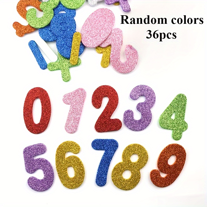 36pcs 3d Glitter Foam Self-adhesive Numbers Stickers.random Color