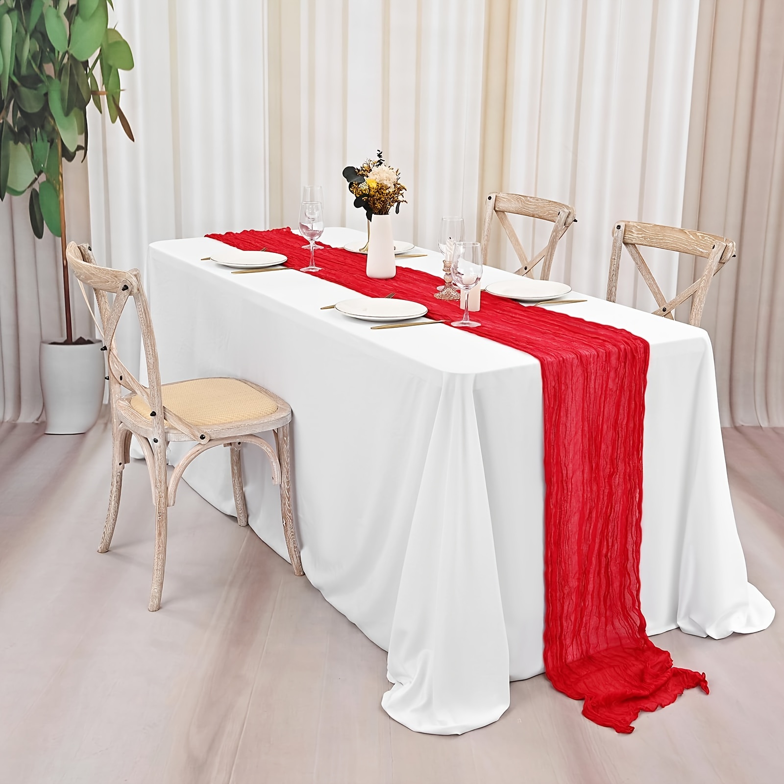 

4m/3m Red Table , Tablecloth, Rectangular , For , , Christmas Decor, ,