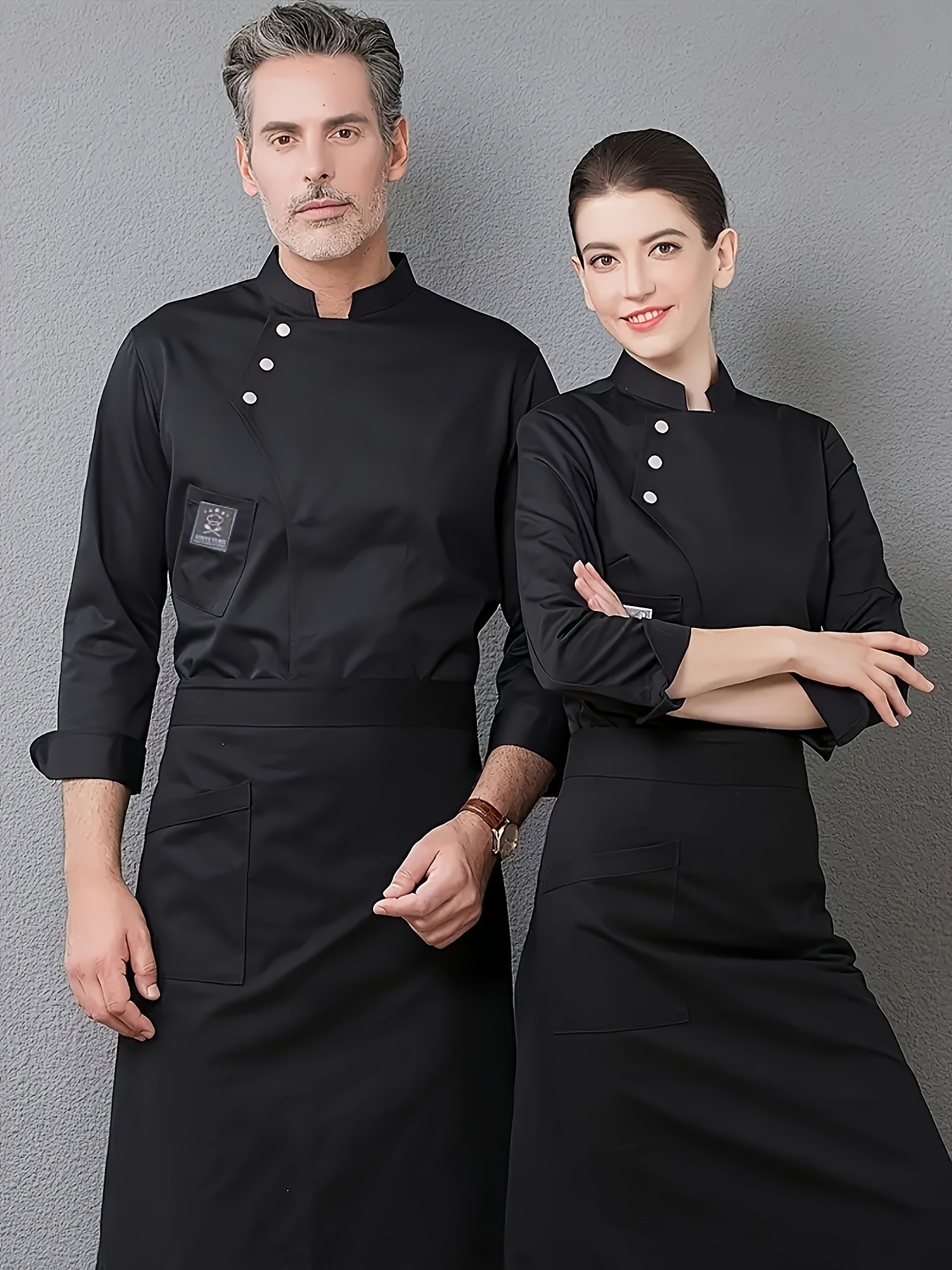 1pc and chef work uniform long sleeve mens clothing for hotel restaurants back kitchens bakeries western restaurants bakeries school cafeterias mens oversized   0