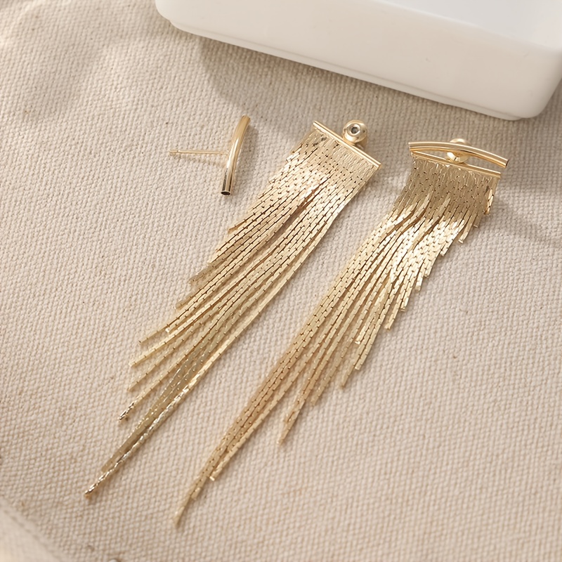 E-shop 1 Paar modische trendige goldene Quasten-Ohrstecker, glänzender Alltags- Party-Schmuck für Frauen, exquisites Accessoire, perfektes Geschenk für