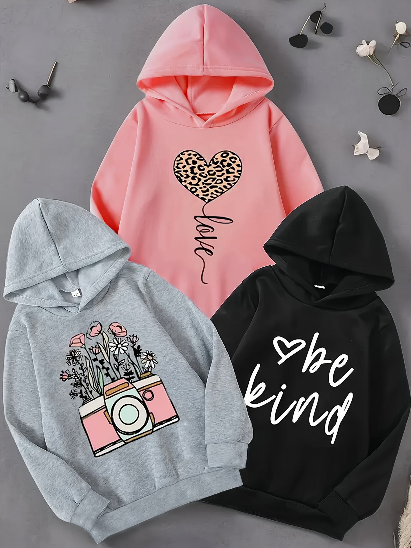 Flower Smile Print Hoodies Girls Graphic Hoodie Comfy Loose Temu