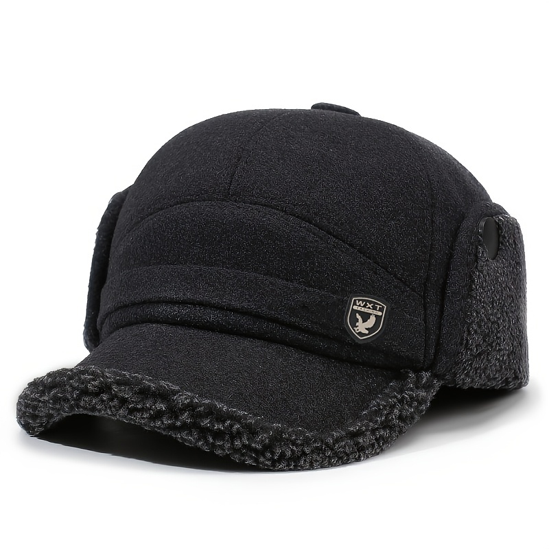 TEMU 1 , Gorra de Béisbol para Hombre de Invierno con Forro , Impermeable al Viento, Grande y Visera
