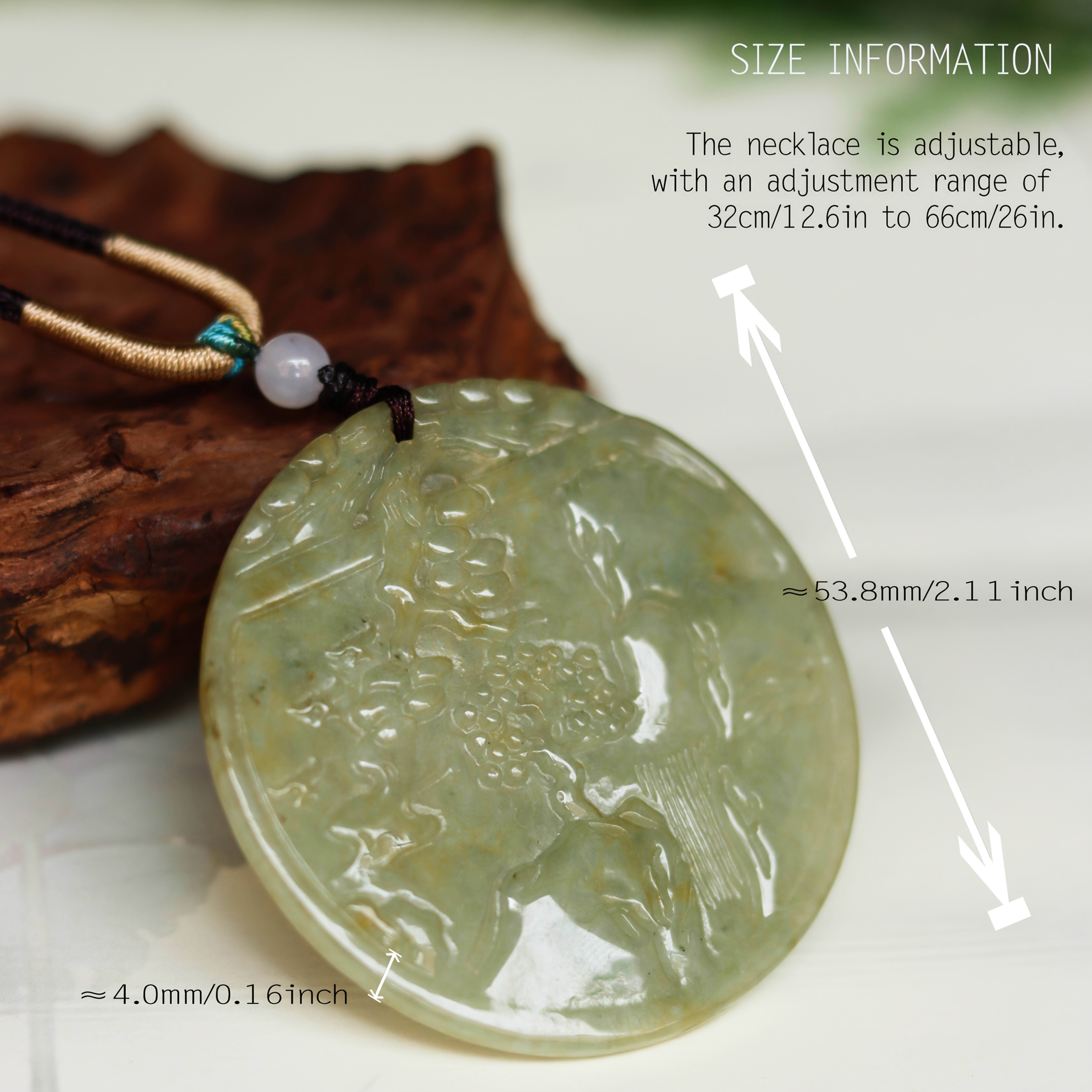 Natural Stone Mountain Pendant with Adjustable Rope Necklace