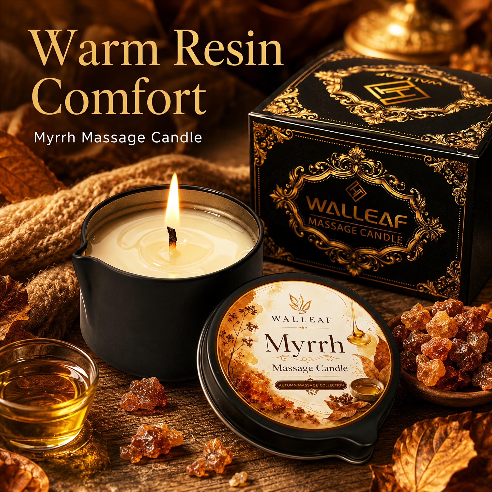 TEMU Walleaf Body Massage Oil Candle With Scent, Melting Massage Candle For Home Spa Self Care, Cozy Autumn Fall Fragrance, Thanksgiving Winter