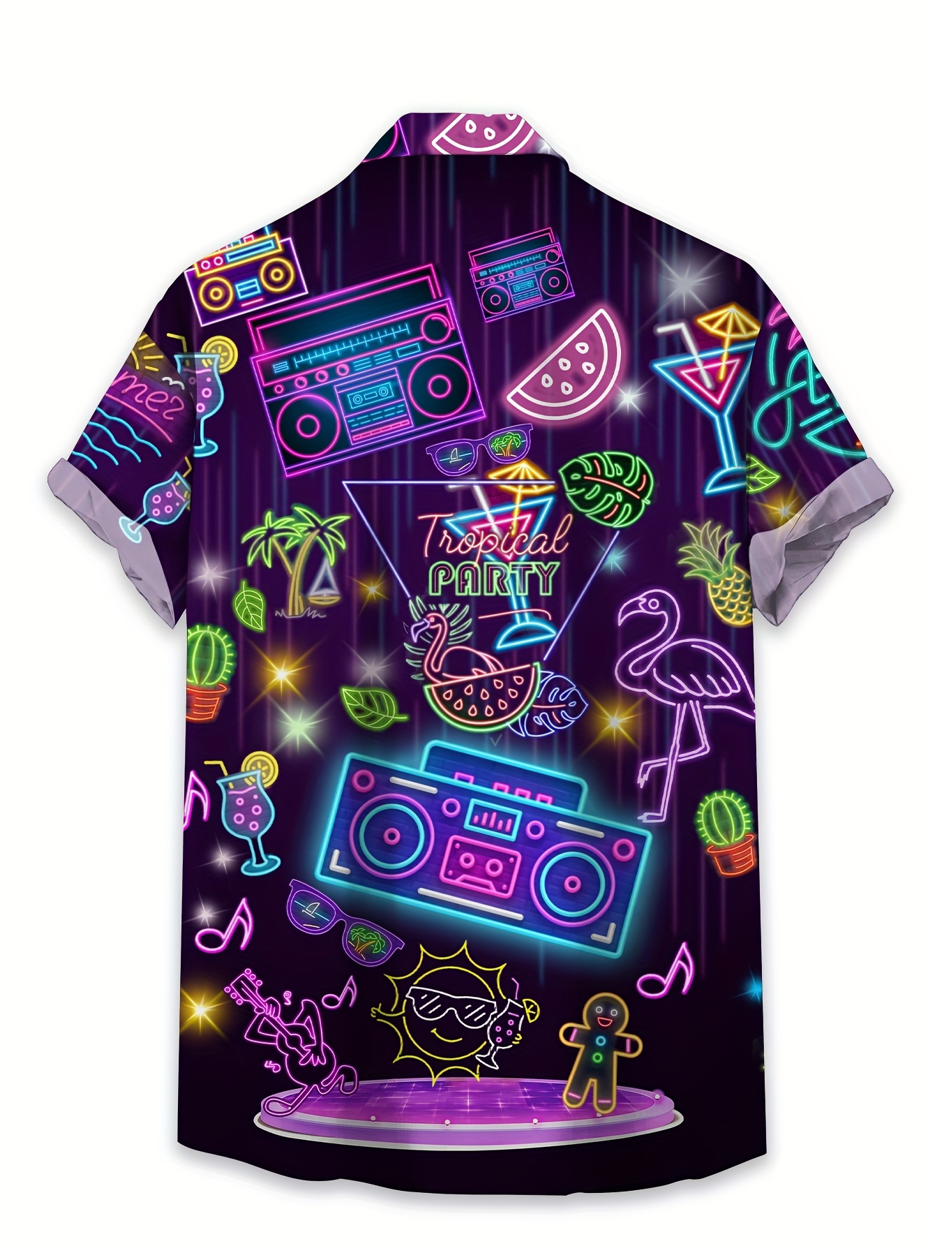 Short Sleeve Neon Light Up Shirts Neon UV Glow Blacklight Designed