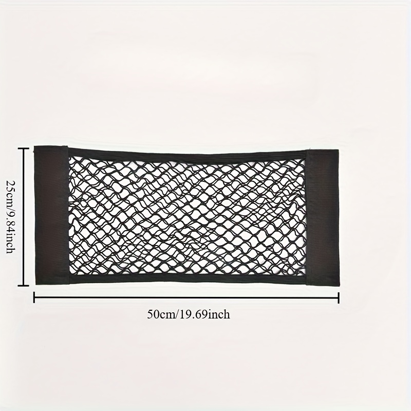 TEMU 1pc Car Self-adhesive Elastic Cargo Storage Net Bag Organizer Bag Car Fire Extinguisher Fixed Rack Elastic Retractable Net Rack