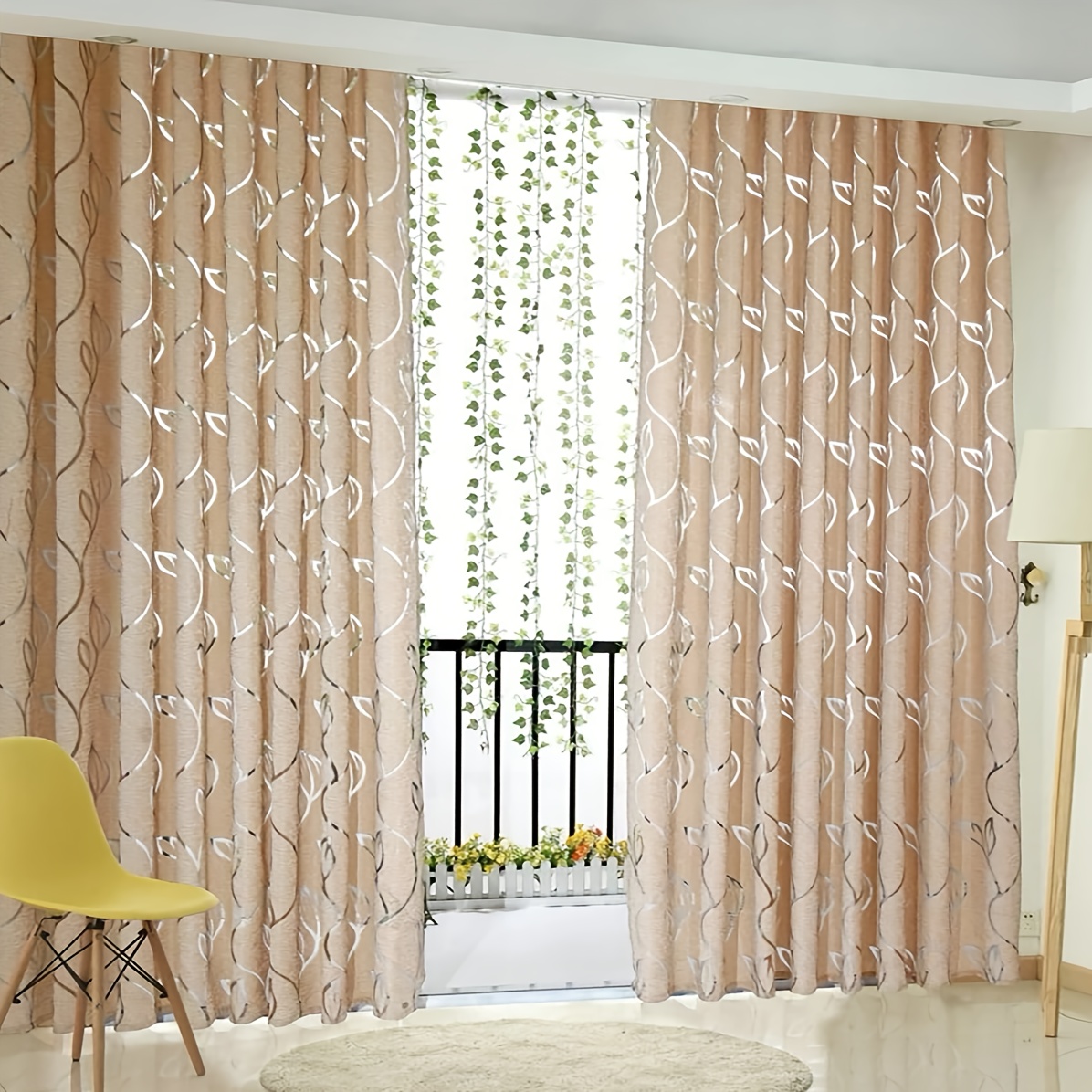 Cortina de folhas recortadas com bolso para varão 5
