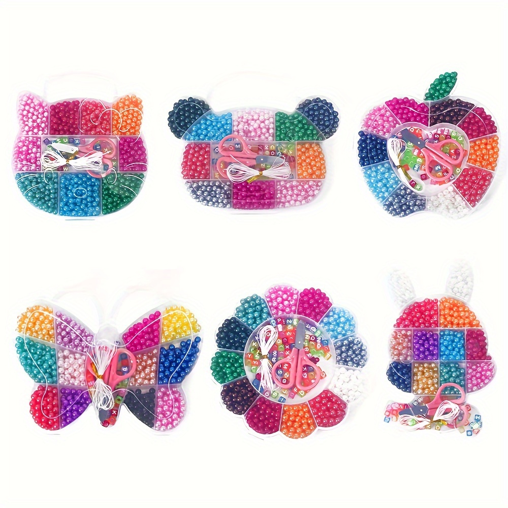 

About 720 Pcs Diy Acrylic Beads Set For Bracelet Making Kit, Colorful Pearl Rabbit Bear Butterfly Plum Cat Shape Box For Diy Bracelet Necklace Phone Chain Making