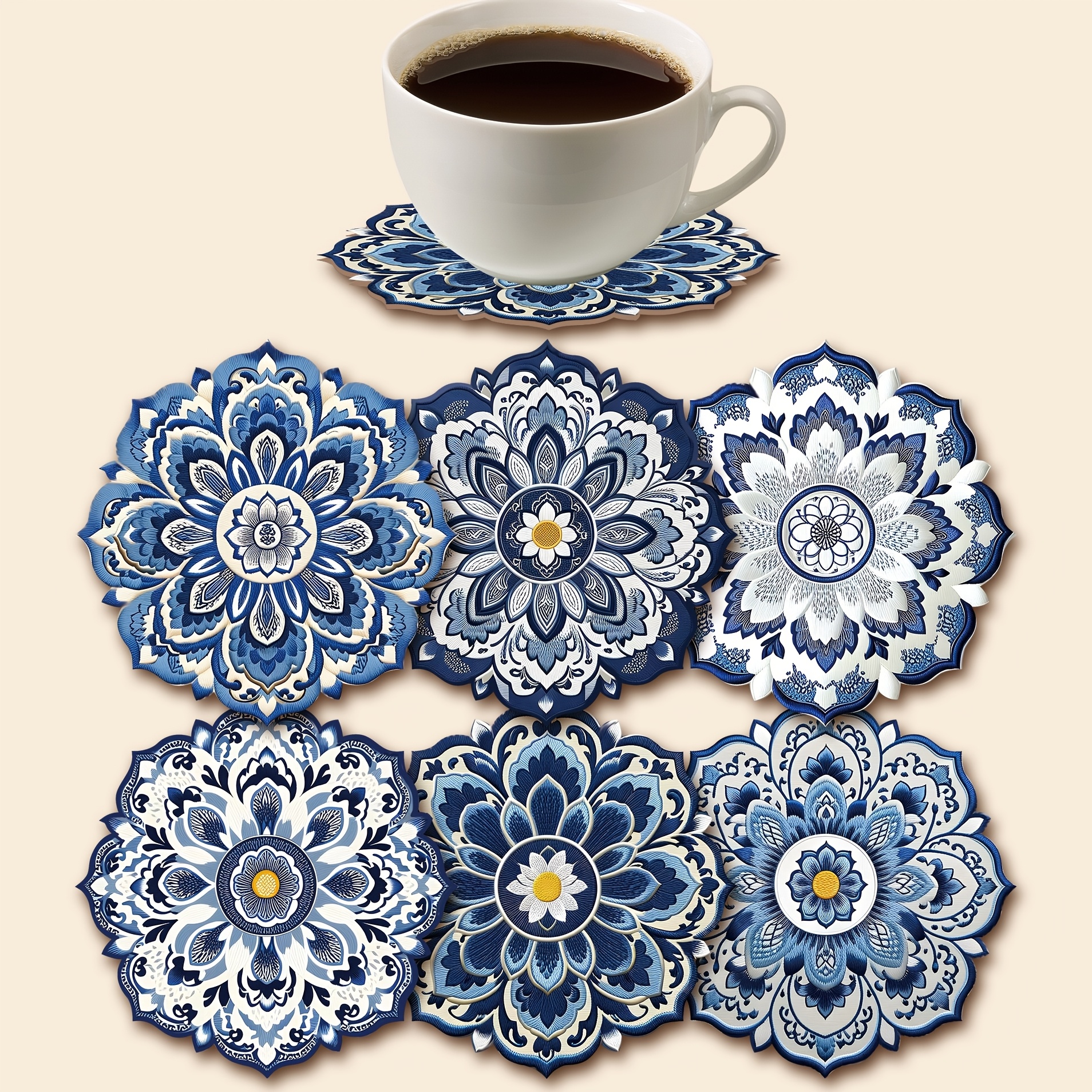 6 Pièces Rond En Liège Sous-verre Avec Support Résistant à La Chaleur