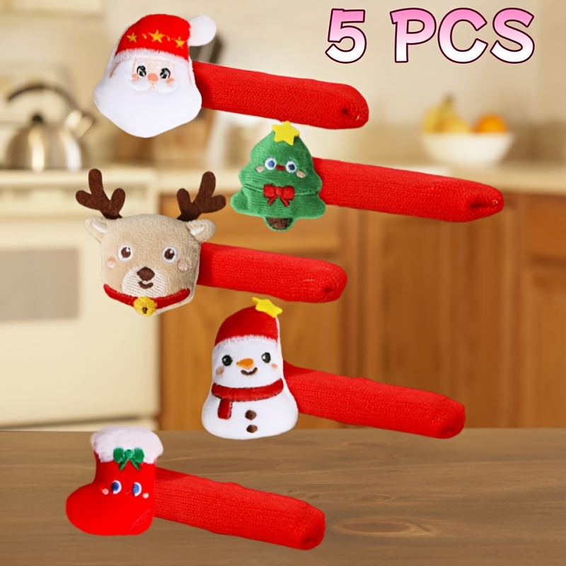 TEMU Set da 5 pezzi di guanti per porta natalizi, cartone animato, albero di Natale, calza di Natale, , costume di , decorazione per albero di Natale