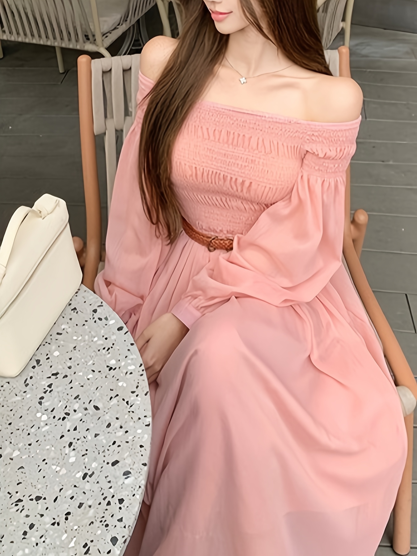 womens elegant solid color maxi dress suitable spring summer - Temu  Mauritius