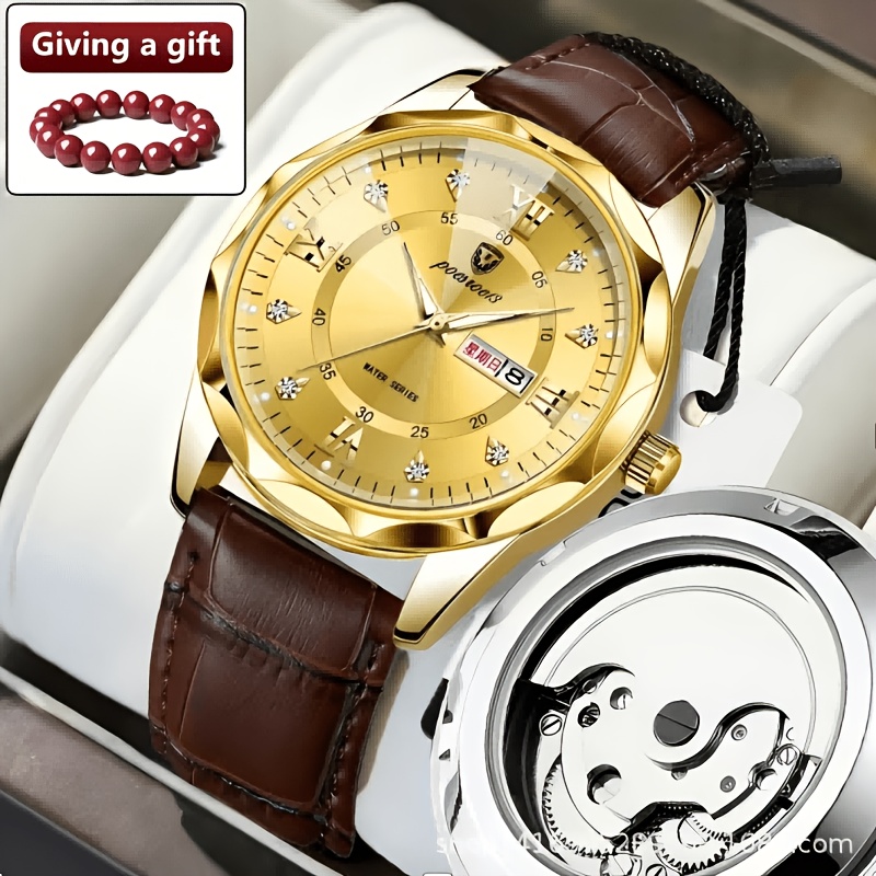 Image of 1pc Men's Jgolden Automatic Mechanical Watch, Stainless , Men's Fashion Trend Luxury Versatile Business Men's Watch, Suitable For Business Casual Wear And Birthday/holiday Gifts.1