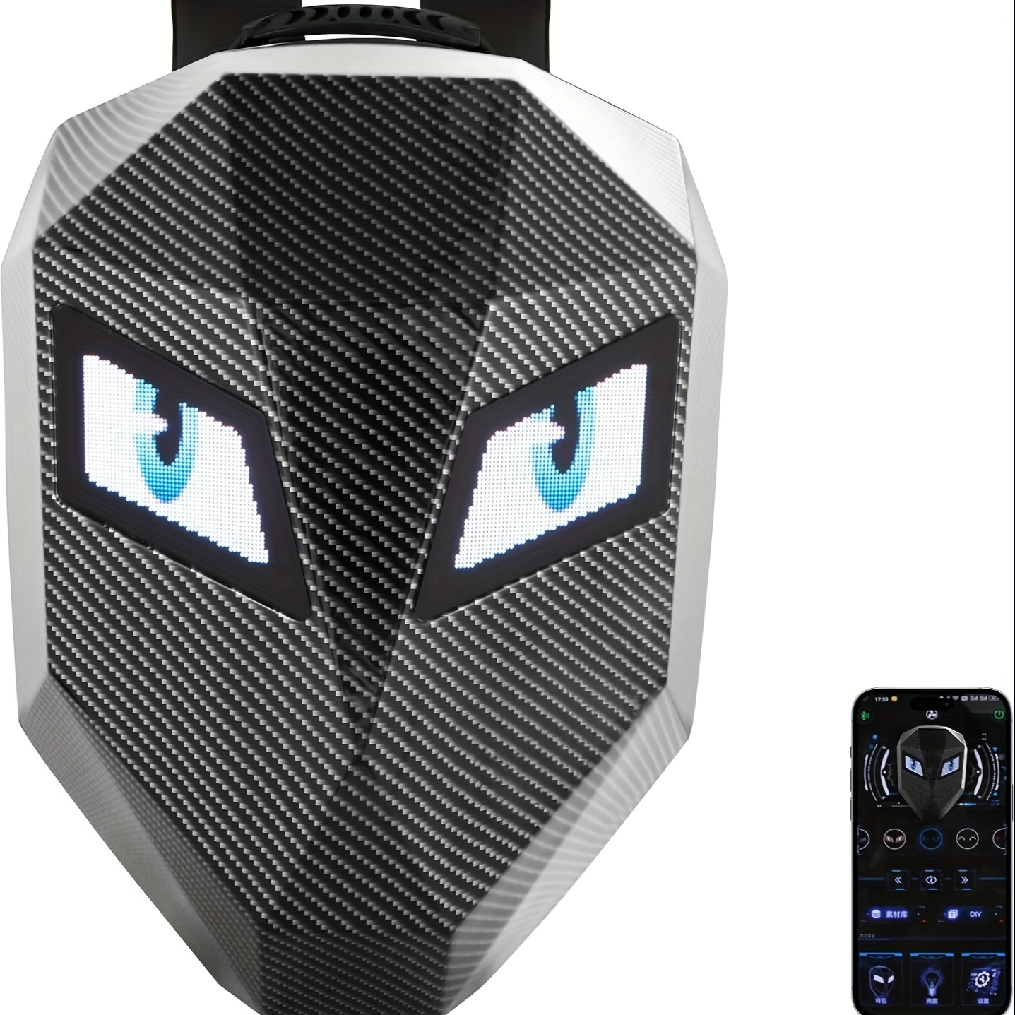   knight led motorcycle backpack with eye hard case riding helmet backpack diy motorbike laptop bag waterproof large size 19inch