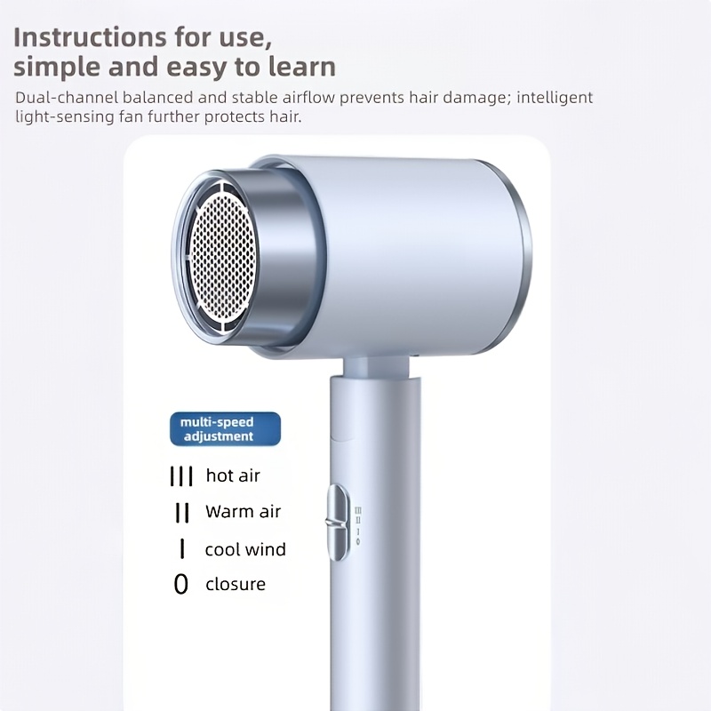 kohteen kuva 2200 w nopea hiustenkuivaaja kuumalla ja kylmällä ilmalla, muotoilusuutin, taitettava pieniin tiloihin, ei lämpövaurioita, hiljainen, kolme nopeusasetusta, nopeakuivaus- ja muotoilutyökalu suorille ja kiharoille hiuksille, sopii kaikille hiuksille (märät/kuivat), monitoiminen hiustenmuotoilutyökalu