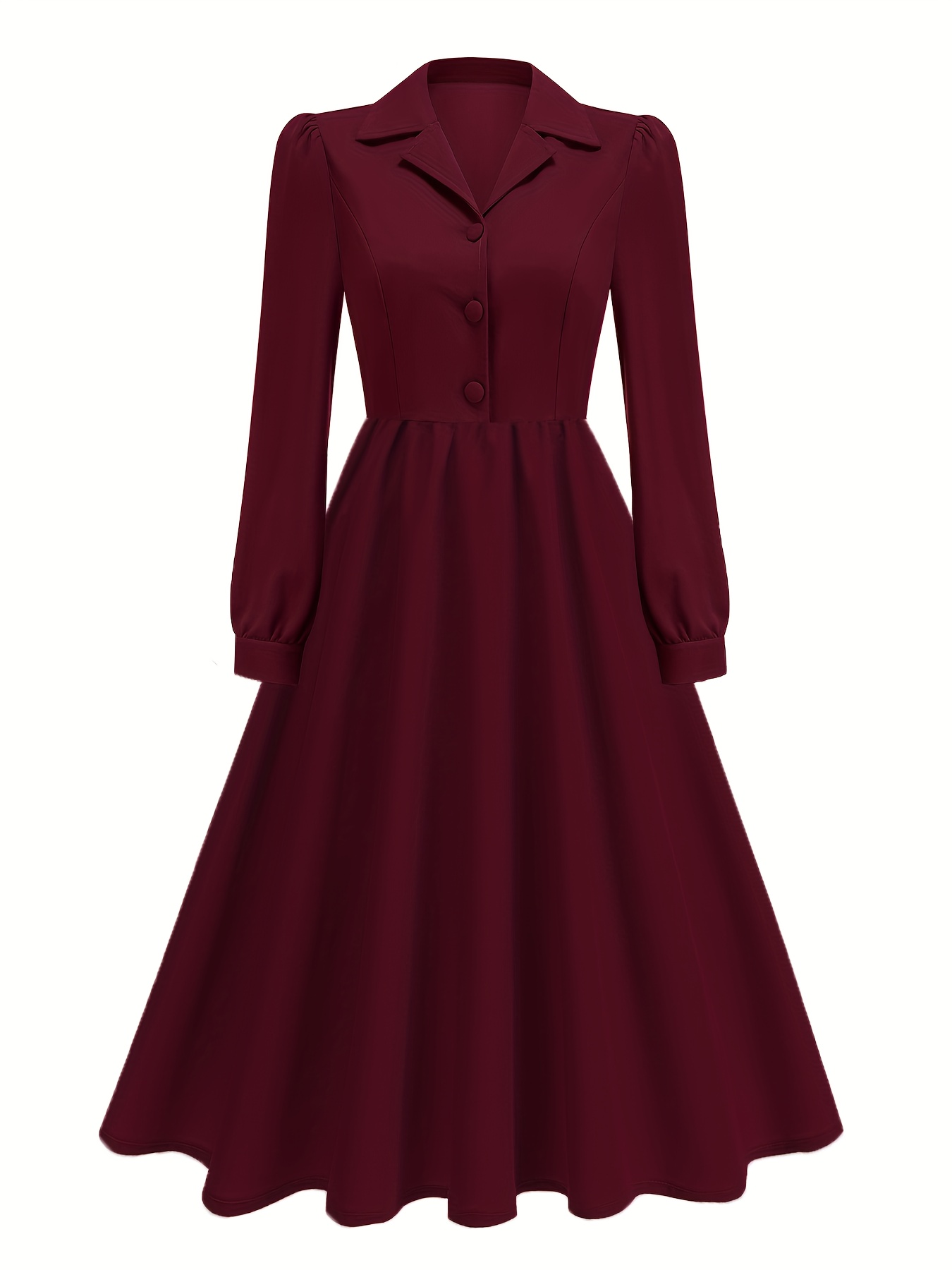 elegant womens long sleeve button dress autumn winter - Temu