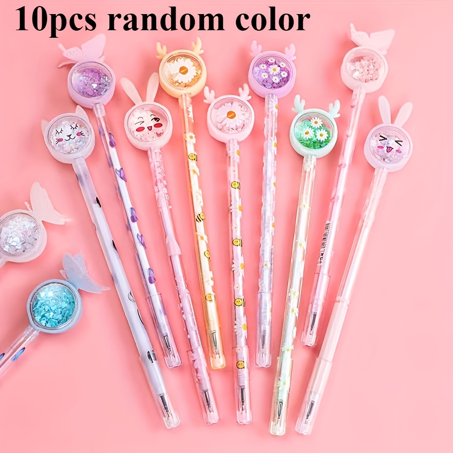 Image of Random 10/20pcs Sparkling And Flower Gel Pens, Perfect For Valentine&;s Day Gifts And Party Favors