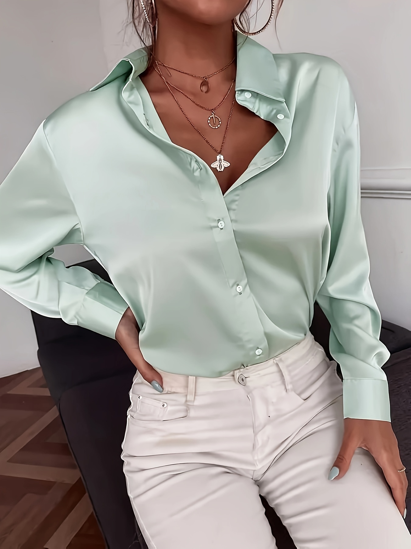mint green dress shirt womens Crushed Satin Sleeveless A Line Midi Dress - Emerald Green