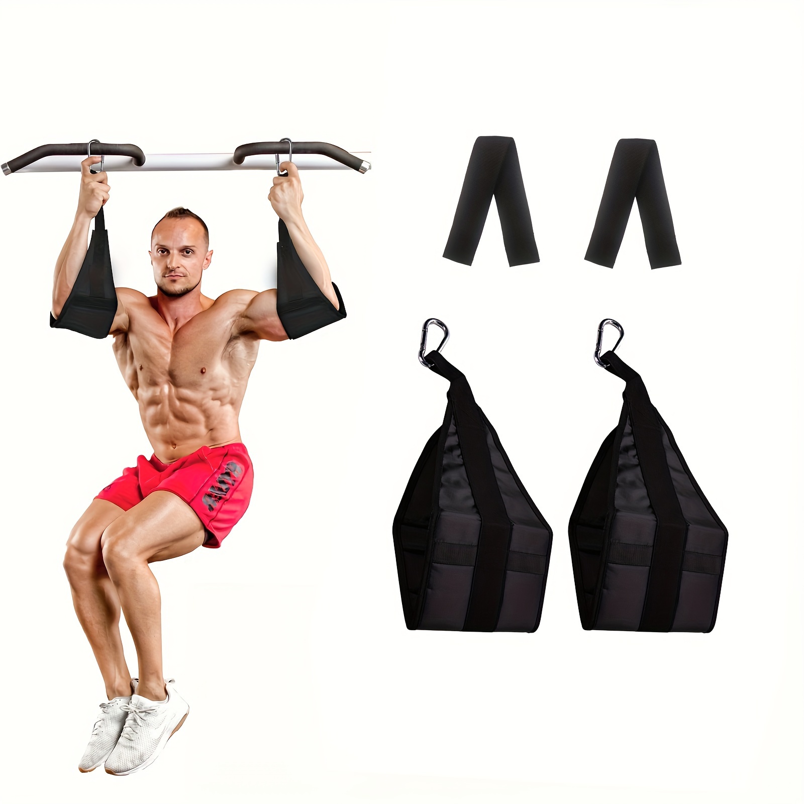 Ab Straps for Pull Up Bar Heavy Duty Pull Up Straps & Hanging Ab Straps for  Core Workouts - Ideal Hanging Straps & Ab Hanger for Leg Raises, Knee Ups &  Ab