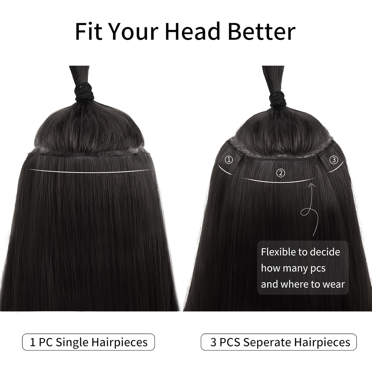 3pcs thick long straight set clip in on hair extensions for women girls details 6
