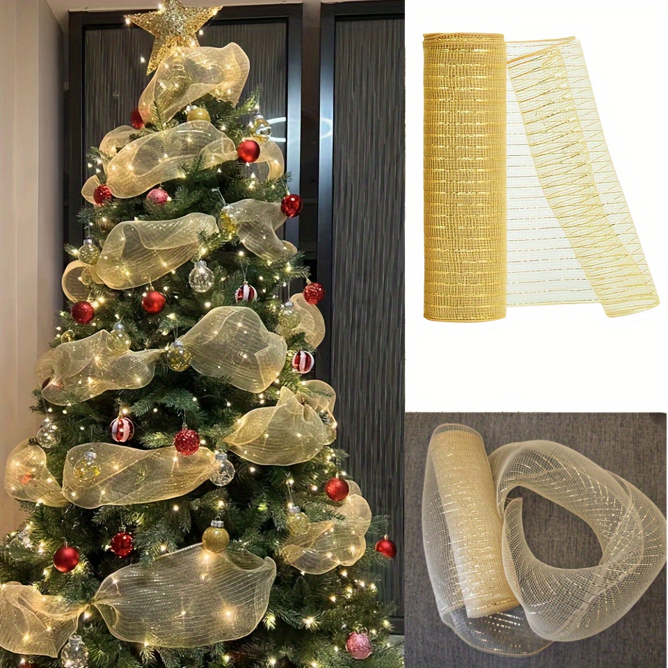 

Christmas Tree Topping, Plastic Pp Mesh Netting, Floral Gift Wrapping Material, Diy Wreath Making For Home & Kitchen, Battery-free Holiday Decor For Christmas & Thanksgiving