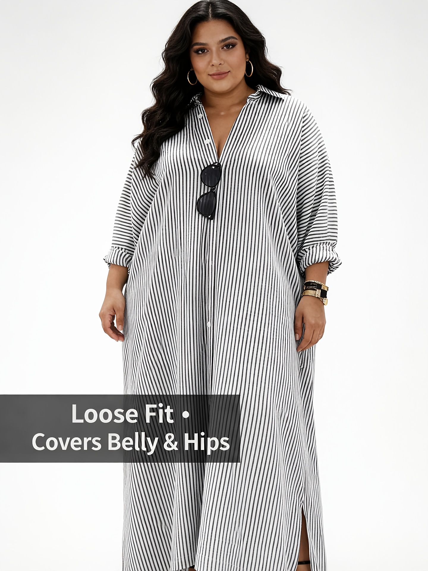 oversized shirt dress plus size sold on Temu United States