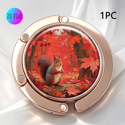 2d flat cute squirrel table purse hanger foldable non slip base bag hook portable suitable for women handbags desk organizer for fits for squirrel themed 2d flat