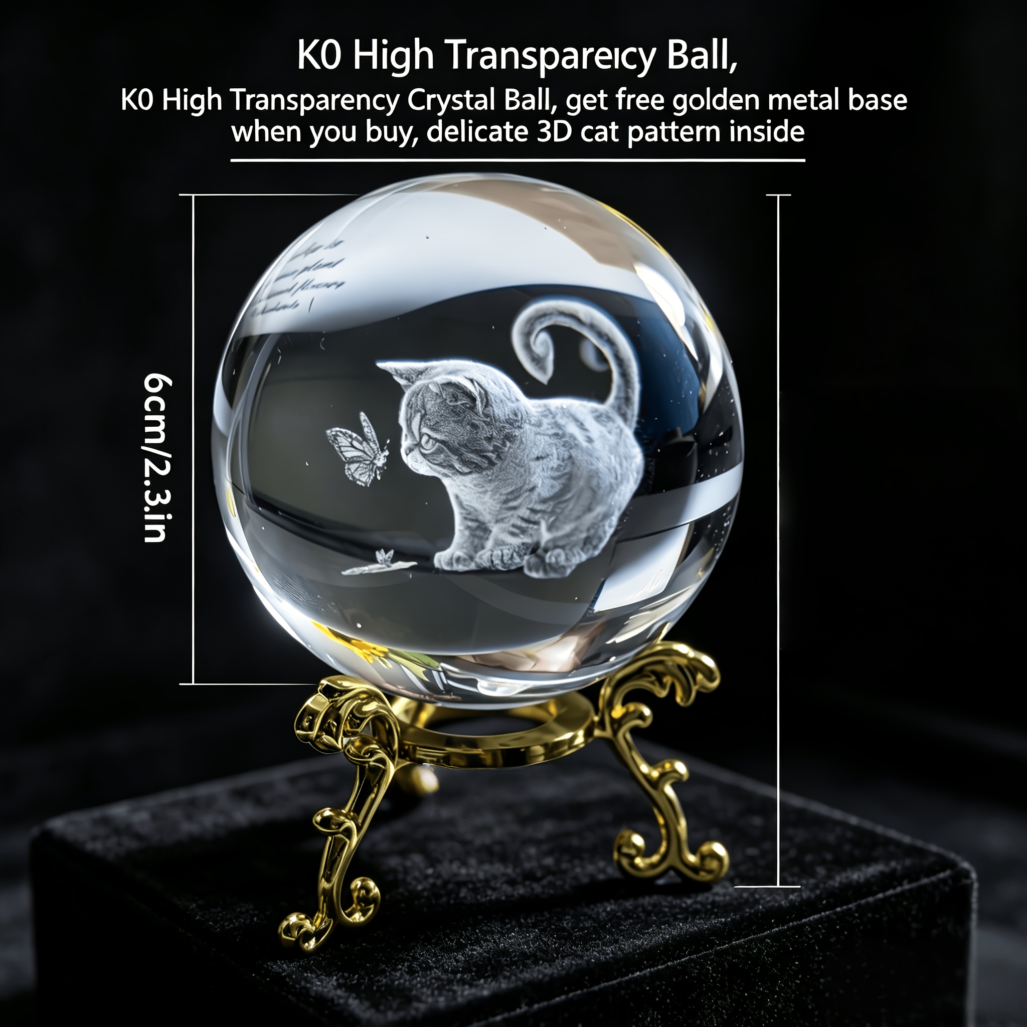 TEMU 3d Cat And Crystal Ball Ornament With , Aesthetic Girly Heart Birthday Gift, Desktop Decoration