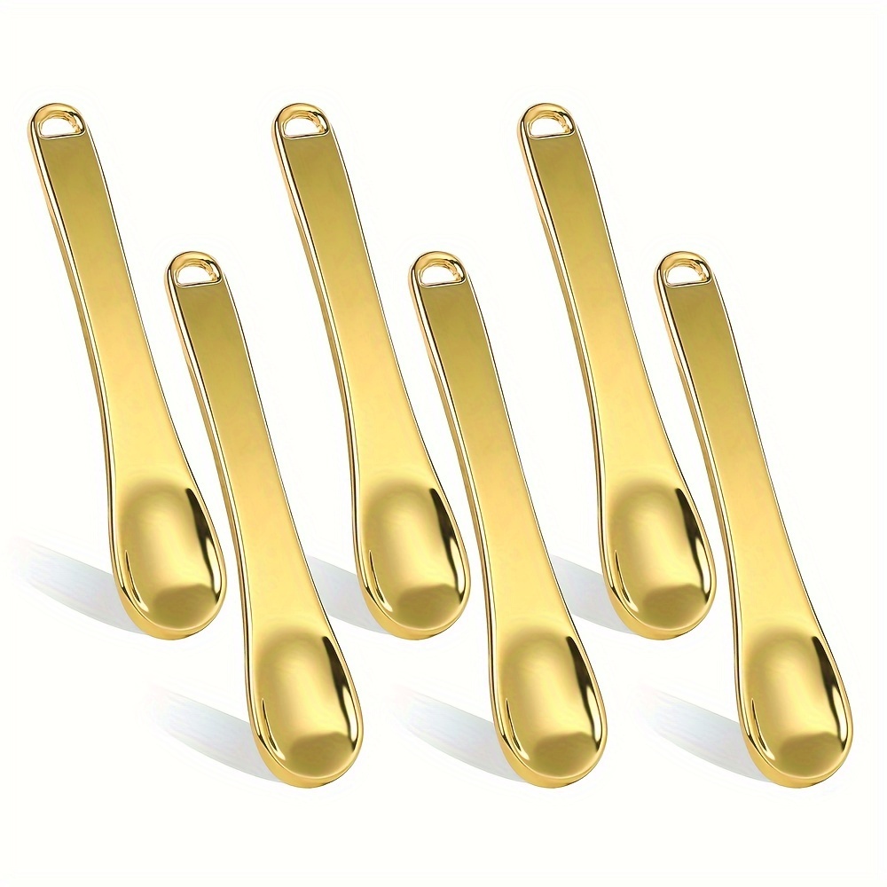 TEMU Set Of 3pcs/6pcs -golden Makeup Spatulas, Reusable Cosmetic Spoons For Facial Makeup, Suitable For Masks, Creams, Eye Creams, Lotions, And
