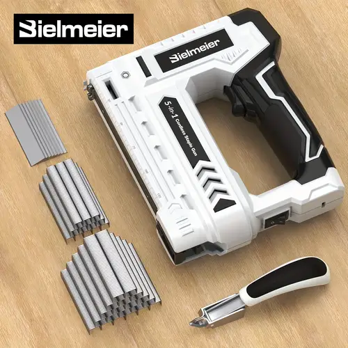 4v 5 in 1 type c rechargeable stapler kit spport t50 t20 t25 wire pin brad nails with staple remover 2000pcs and nails lightweight design max shoots per charge 1200 for home use wood upholstery diy