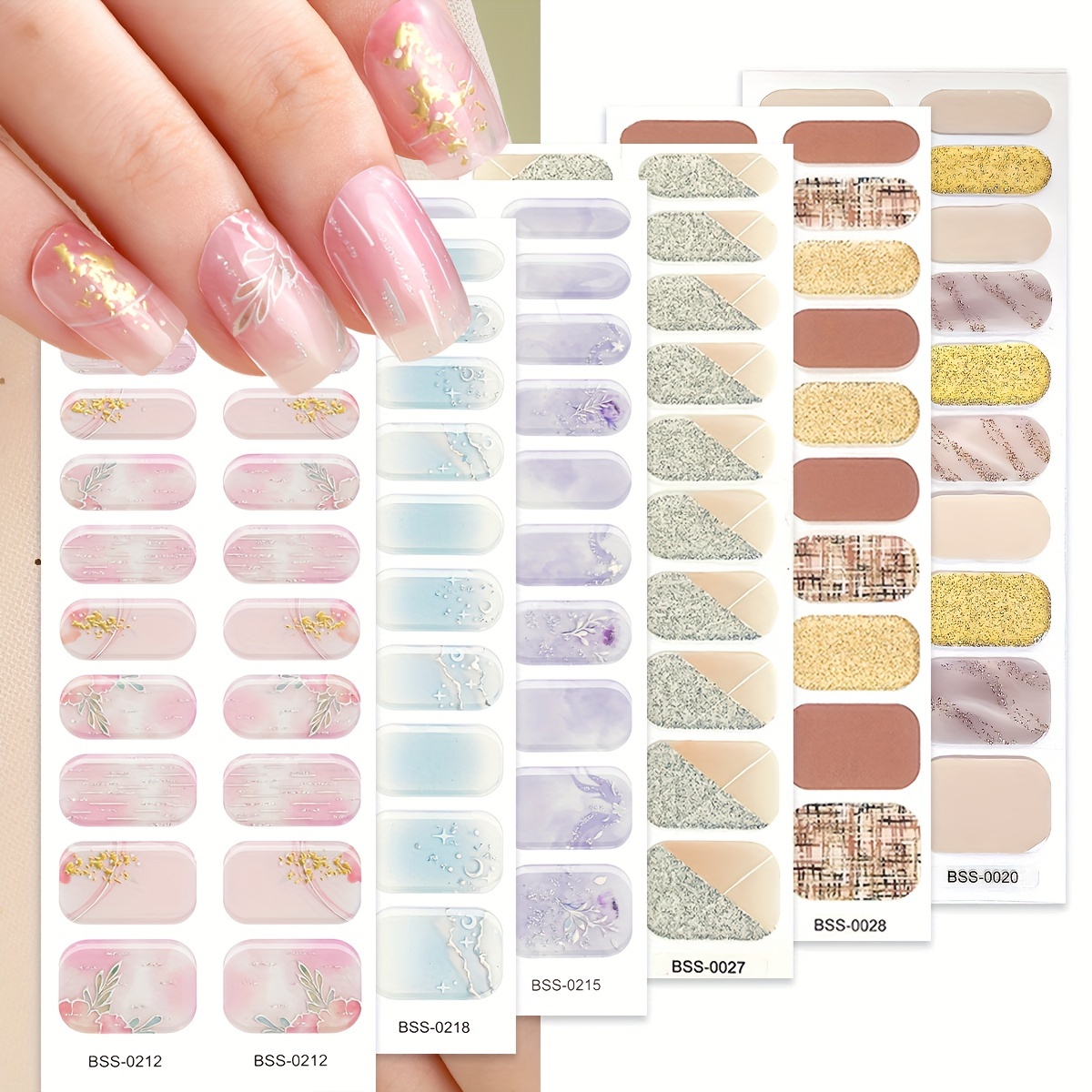 

120pcs Semi-cured Gel Nail Wraps Set - Salon Quality, Uv Lamp Needed, 3d Floral & With Nail File Included - Perfect For Diy Manicures