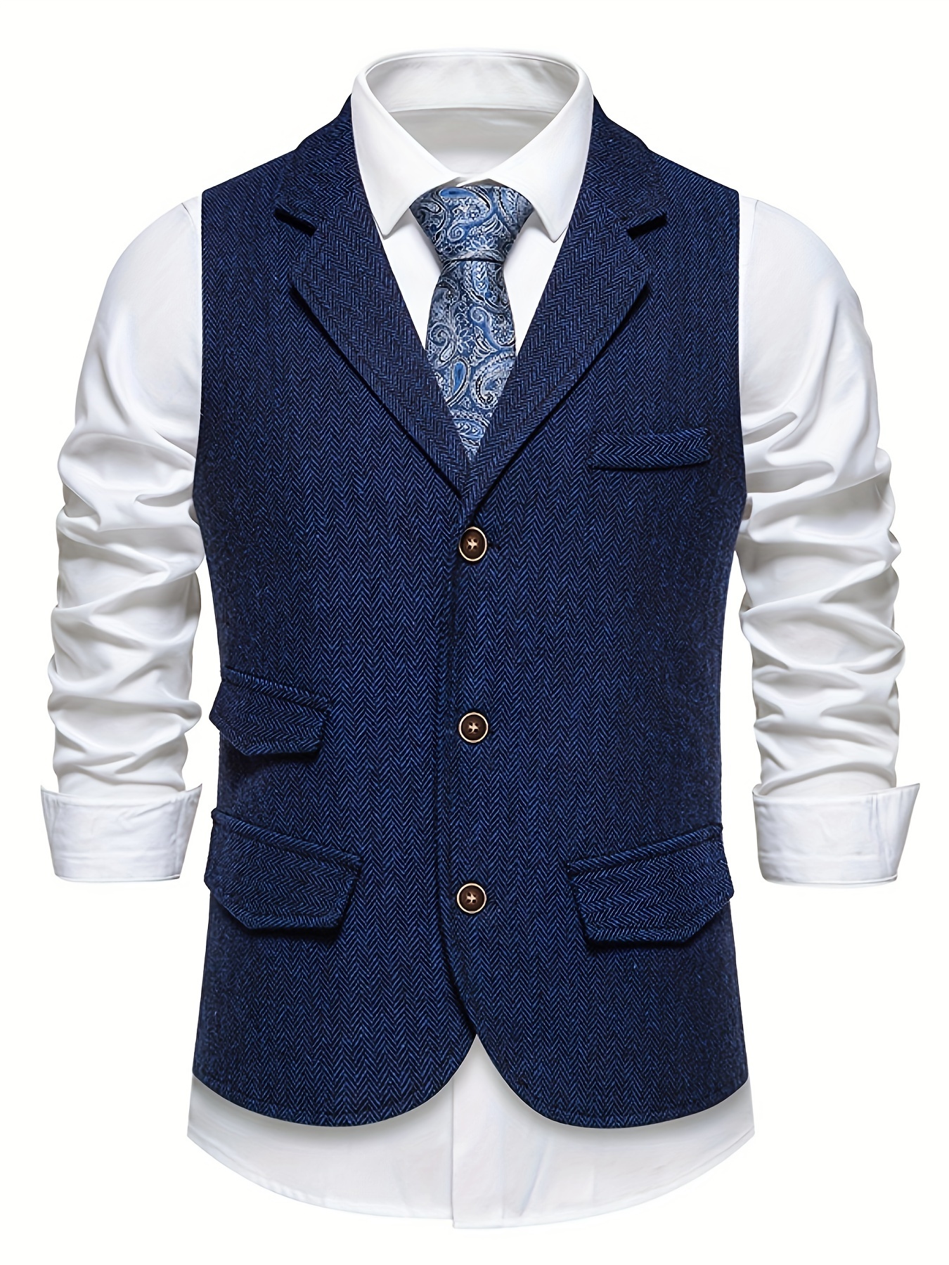 Barry Wang Vest Mens Black Suit Blue Tie Light Blue Tie