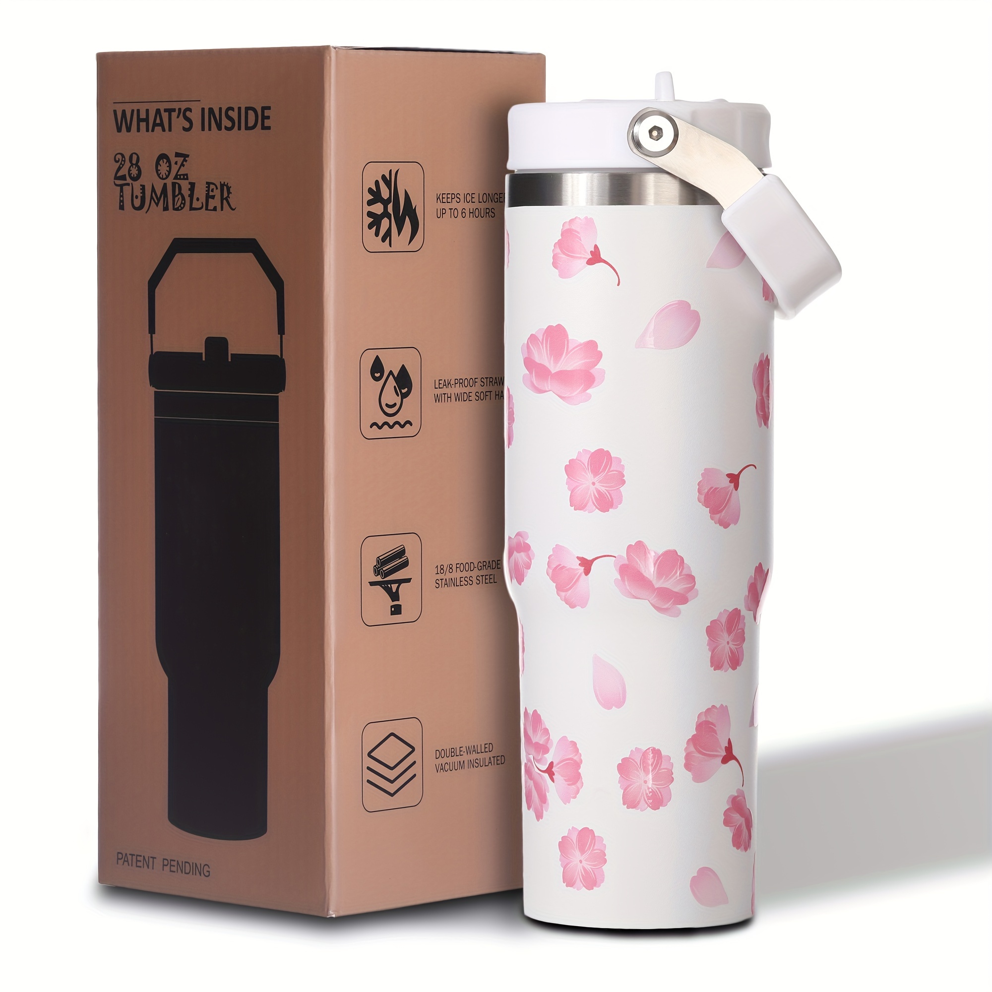 

Weboia Sakura 30 Oz Tumbler With Flip Straw - Insulated Cherry Water Bottle With Handle - Stainless Steel Cup With Lid For Home - Unique Birthday Gift Idea - Hand Wash Only