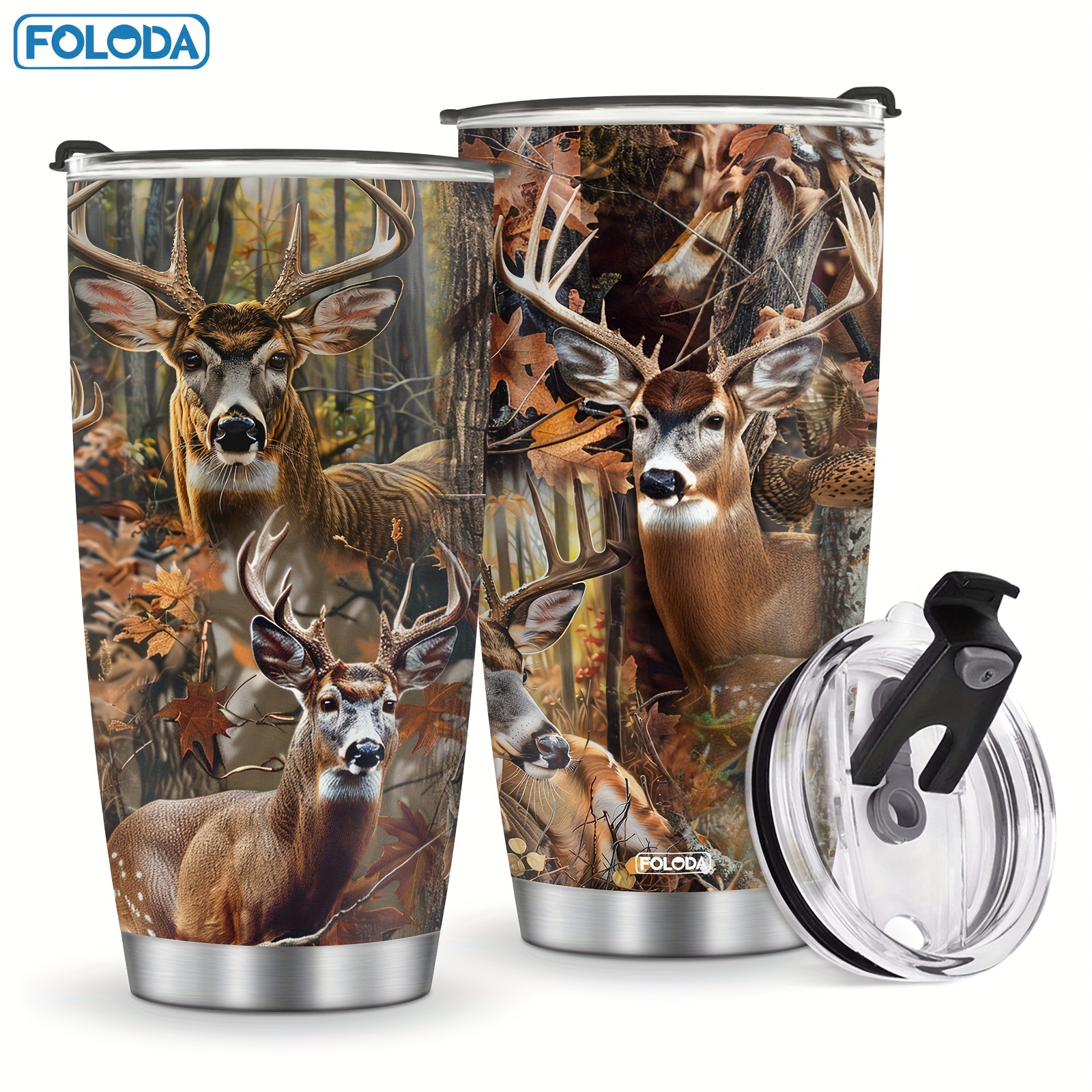 

Foloda 20oz Insulated Stainless Hunting With Lid - Perfect Gift For Hunters, Dad, Or Papa - Autumn Design, Hand Wash Only, Ideal For Christmas, Birthday, Or Valentine’s Day, Hunting Accessories