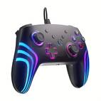 controlador de juego con cable compatible para ps4/ 360/pc con iluminación rgb