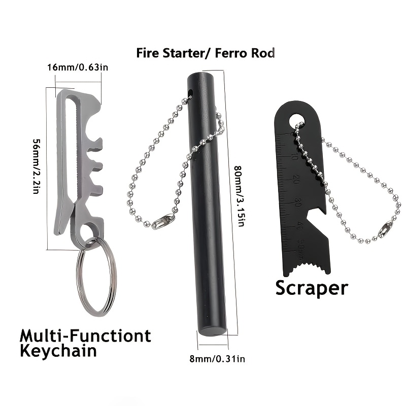 Multi-Function Fire Starter Keychain Tool