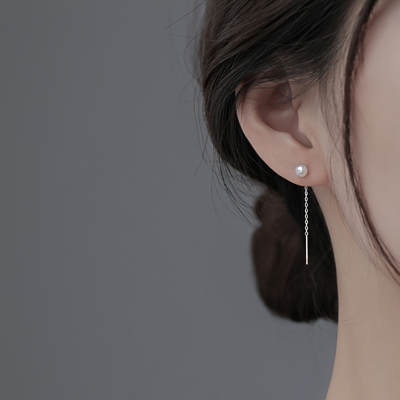 Image of A Pair Of Cute, Exquisite, Versatile Artificial Pearl Tassel Ear Lines For Women, Suitable For Daily Layering And As A Gift Accessory