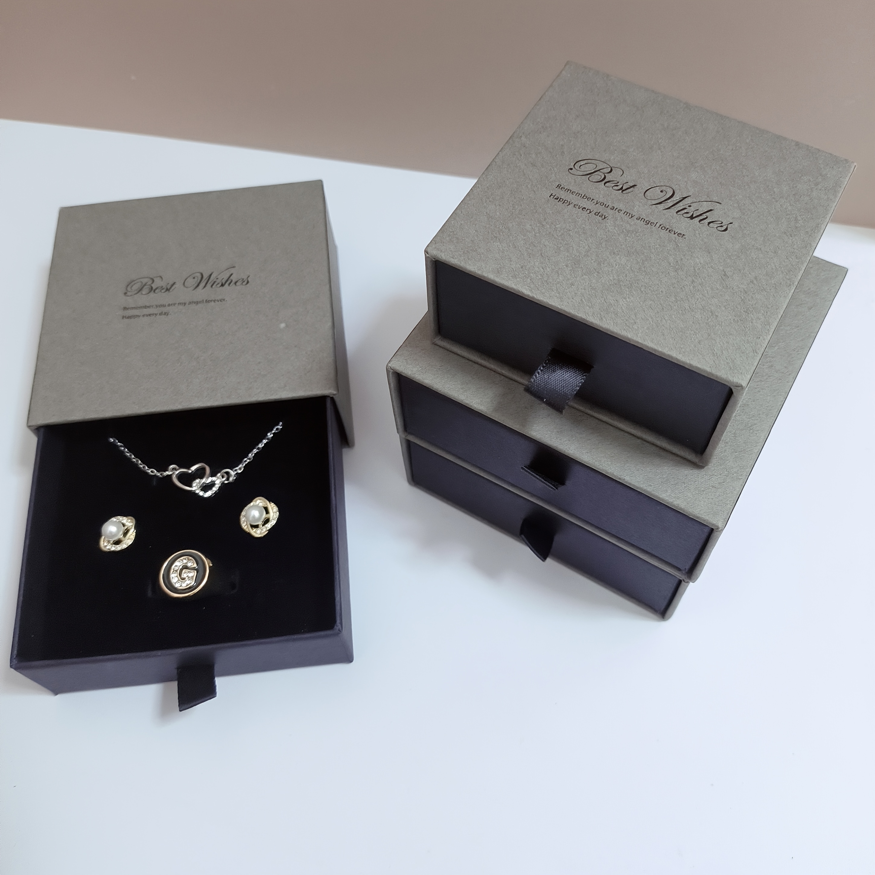 12pcs gray fashion drawer jewelry box simple and   box hard paper material can store rings earrings necklaces earrings suitable for jewelry display box gift box valentines day birthday gift Product details 4