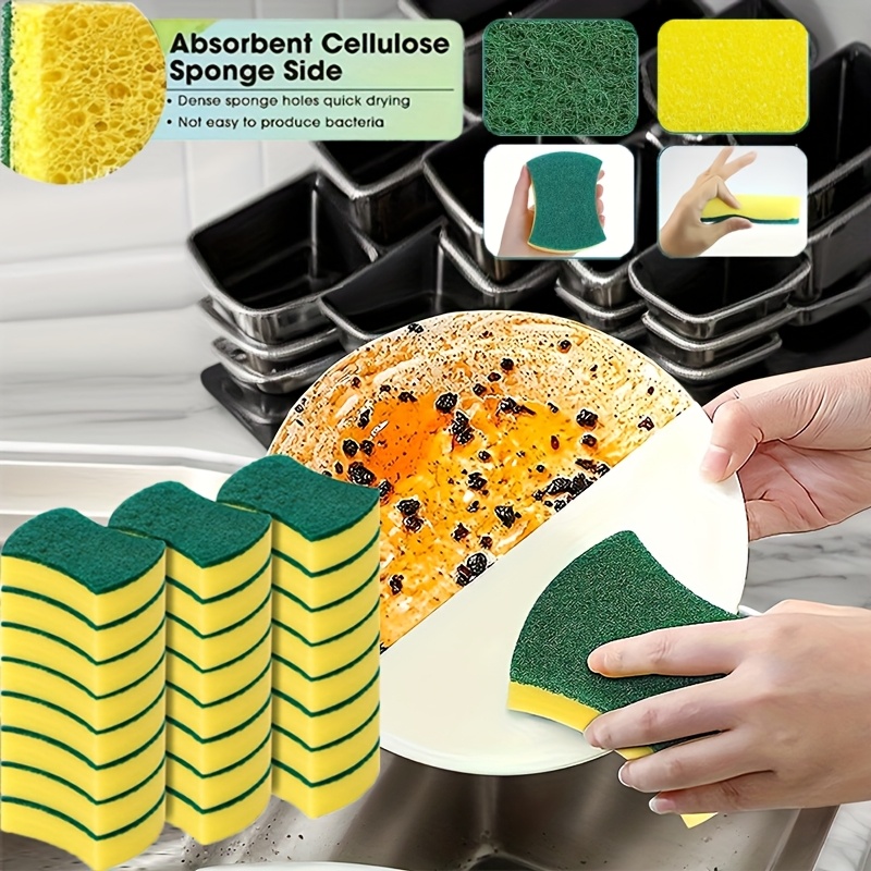 10 12 24pcs multifunctional cleaning sponge double sided scouring pad   for home cleaning dishwashing sponge cleaned with   high end kitchen sponge super absorbent and   without scratches cleaning supplies   details 3