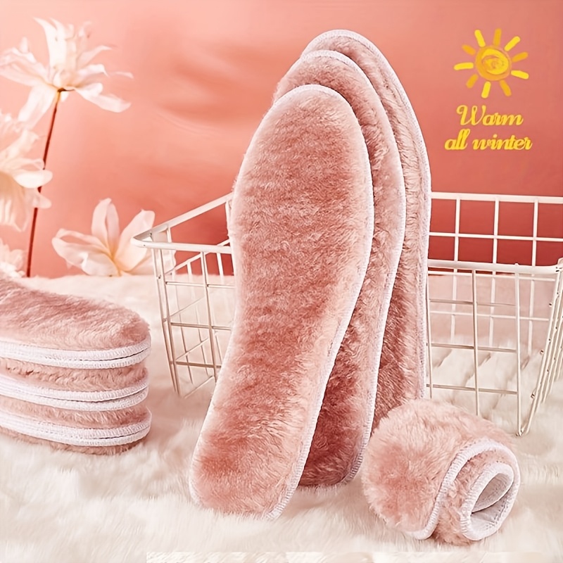 Image of Of Fleece-lined Warm Shoe Insoles, Autumn And Winter Style Suitable For Snow Boots, Sports Shoes, Washable And Reusable, Comfortable, Breathable, Thick, Warm, Soft, Comfortable Warm Shoe Insoles