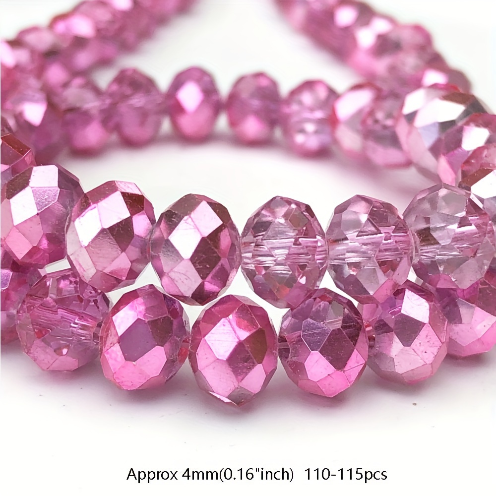 Image of 4/6/8mm Imported Ab Surface Pink Cut Flat Round Beads Artificial Crystal Loose Beads Suitable For Diy Handmade Bracelet Earrings Necklace Jewelry Wedding Accessories