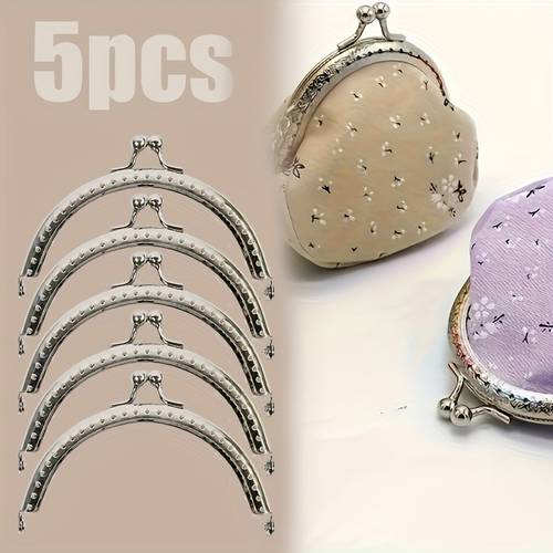 5pcs of basic semi circular metal wallet frame snap locks diy bag accessories handbag parts durable metal snap bands for secure closure suitable for making bag accessories diy wallet making