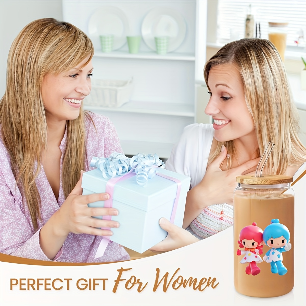 glass cup with lid and straw for   cute glassware set ideal gift for friend child     iced drinking   boba and diy beverage contain 4pcs Product details 9