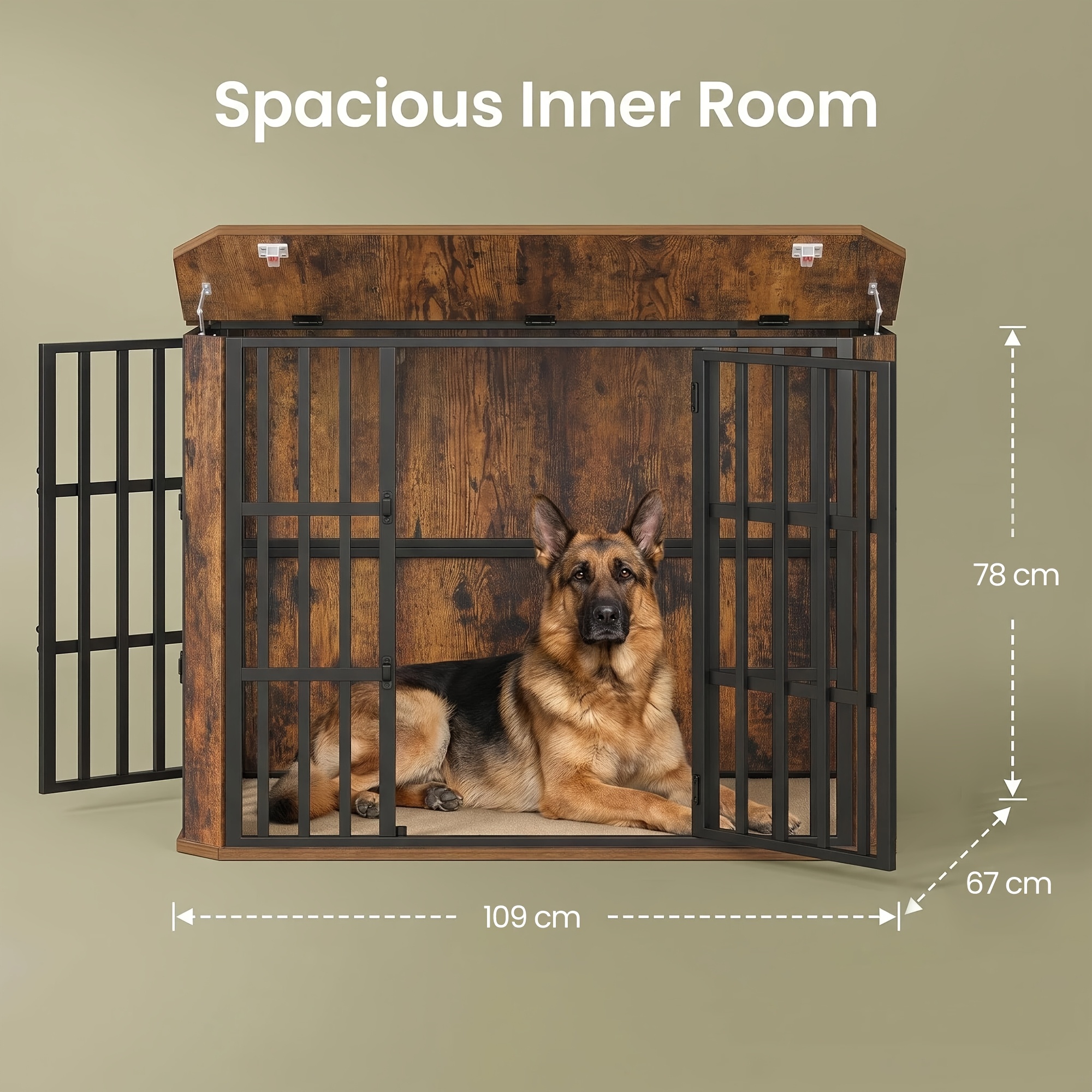 Image of Professional-grade Xl Dog Crate Furniture With 20mm Thickened Steel Tubing, 4 Doors, Bite-proof And Leak-proof, With A Machine-washable Dog Mat
