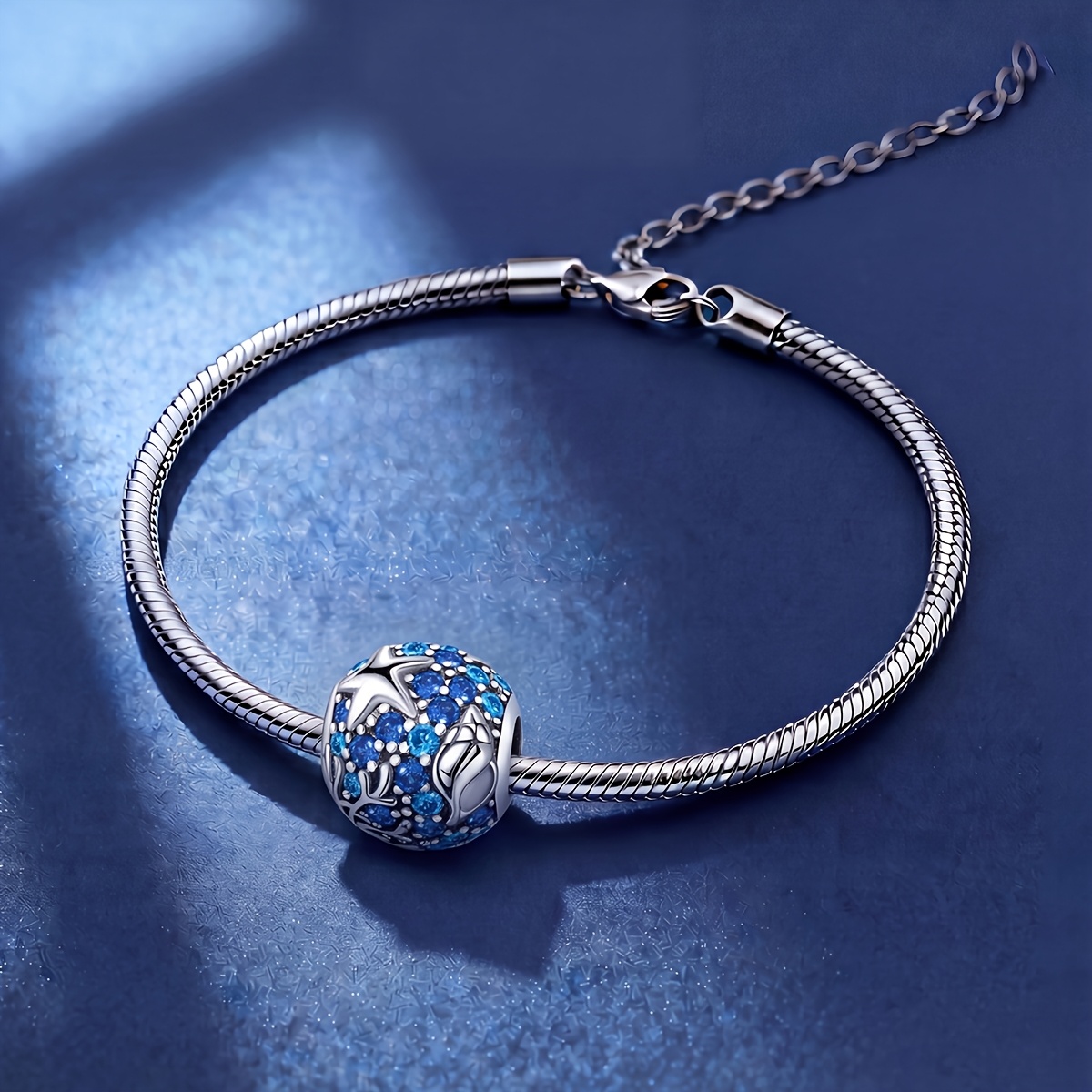 Ocean Charm DIY Pendant Beaded Bracelet, 925 Silver Plated